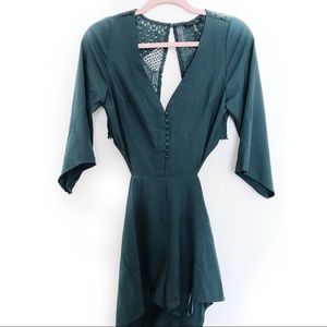 Green Romper with Lace in Back - Size Small